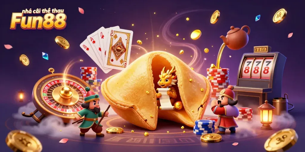 Experience casino thrills with Nhà cái thể thao Fun88, showcasing vibrant characters and dynamic elements.