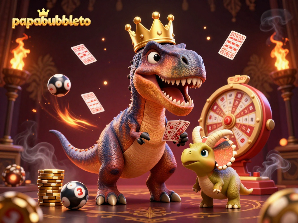 Experience papabubbleto in a playful lottery-themed scene with characters and dynamic elements.