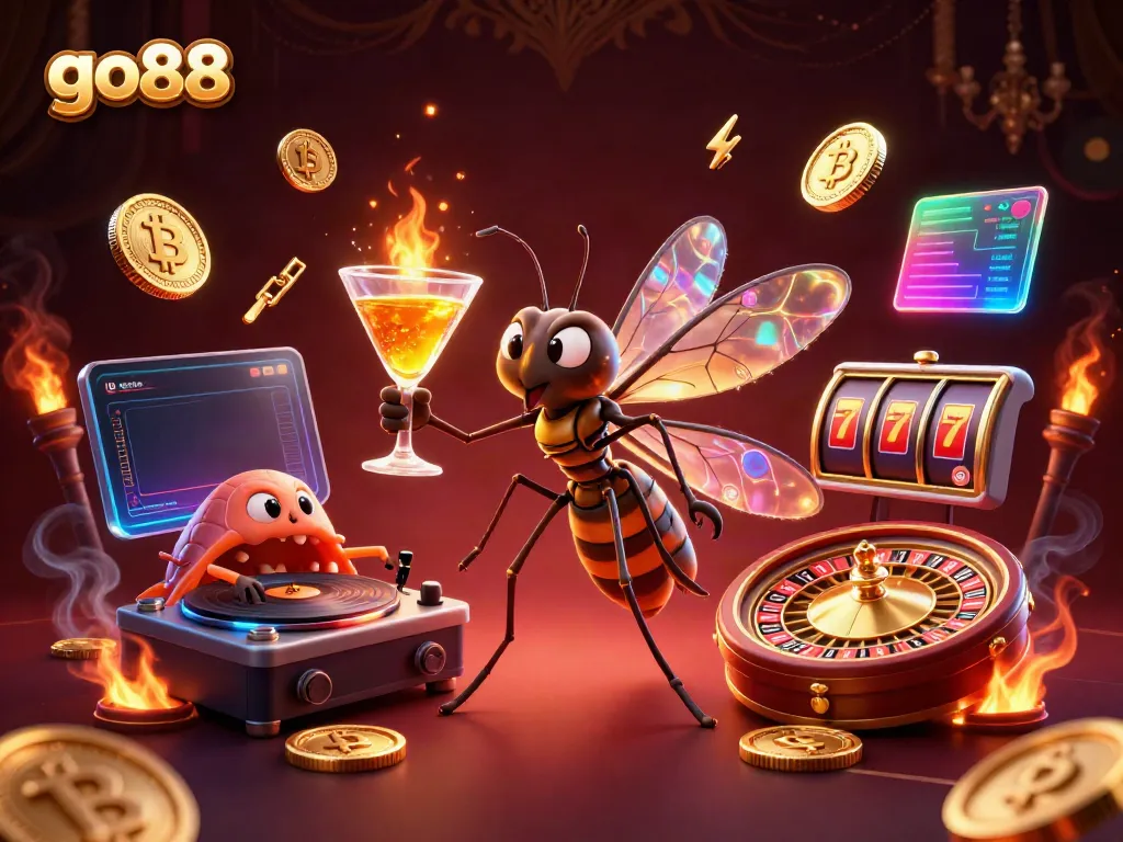Spin the roulette wheel and enjoy go88's vibrant casino experience with unique characters and elements.
