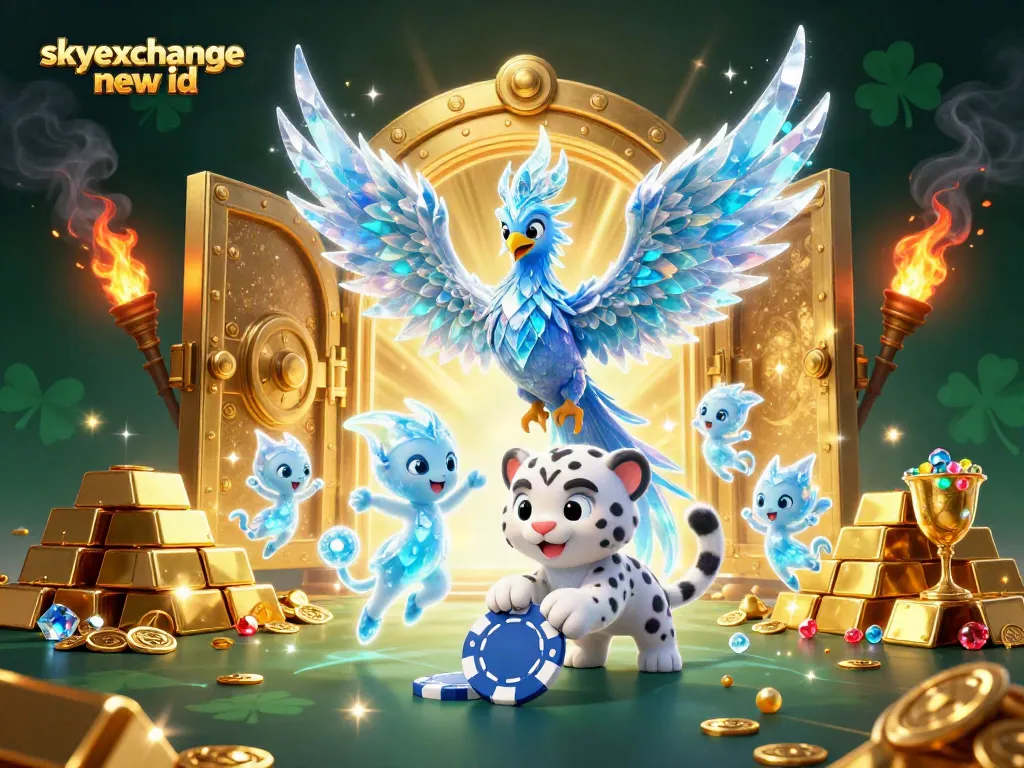 Experience the thrill of betting with skyexchange new id in a vibrant casino scene illuminated by golden treasures.