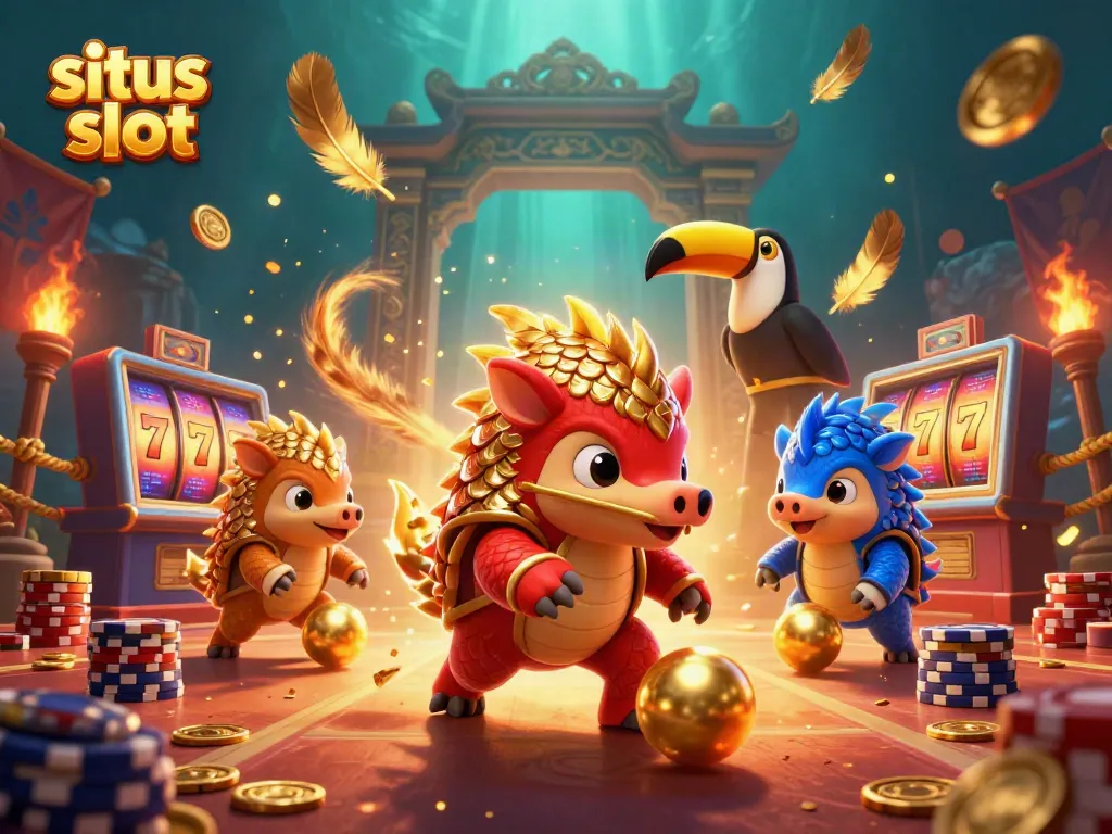 Engage in thrilling situs slot adventures with cartoon pangolins and colorful casino elements
