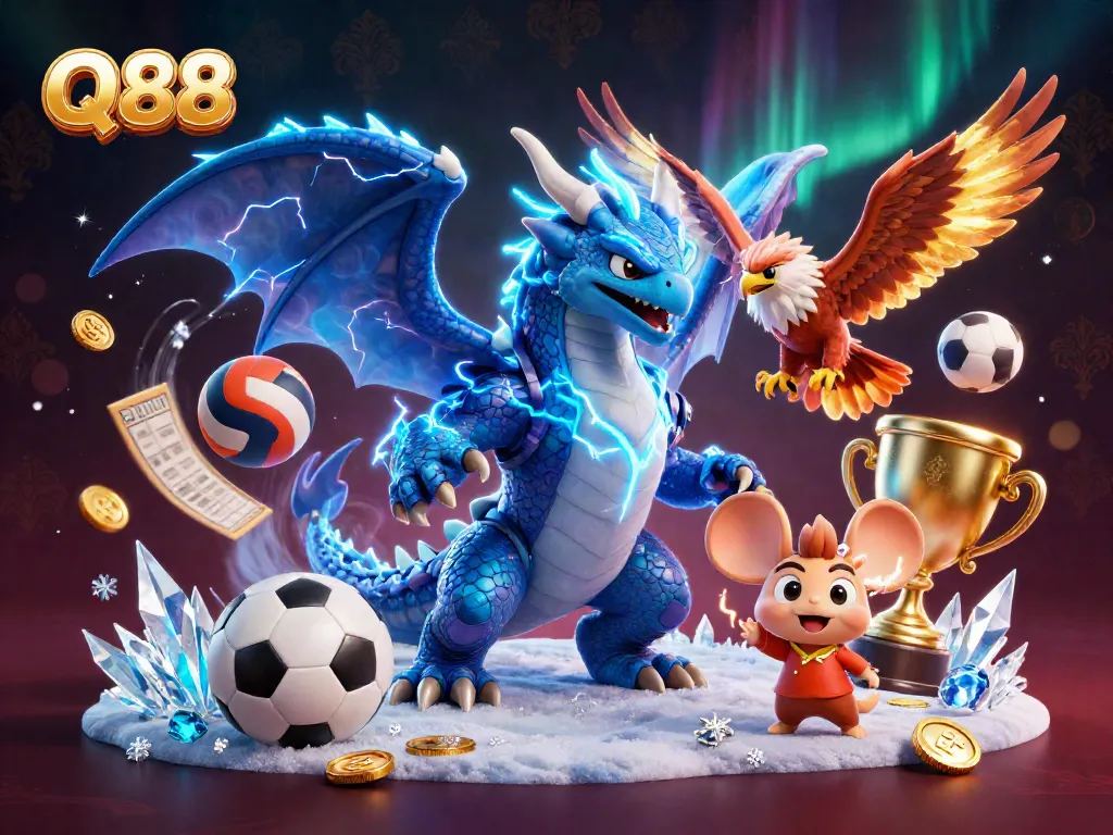 Experience thrilling gaming at Q88 with vibrant characters and dynamic sports elements.