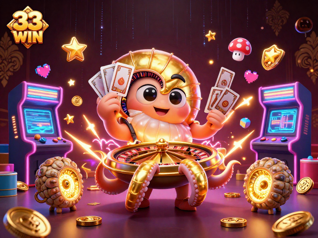 Experience exciting gaming moments at 33 WIN with colorful casino elements and engaging characters.