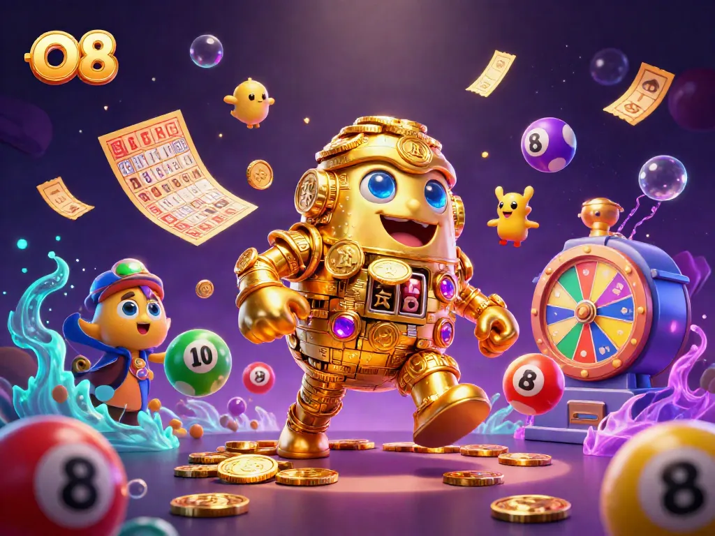 Experience thrilling casino games with O8's rewarding golem character and dazzling game elements