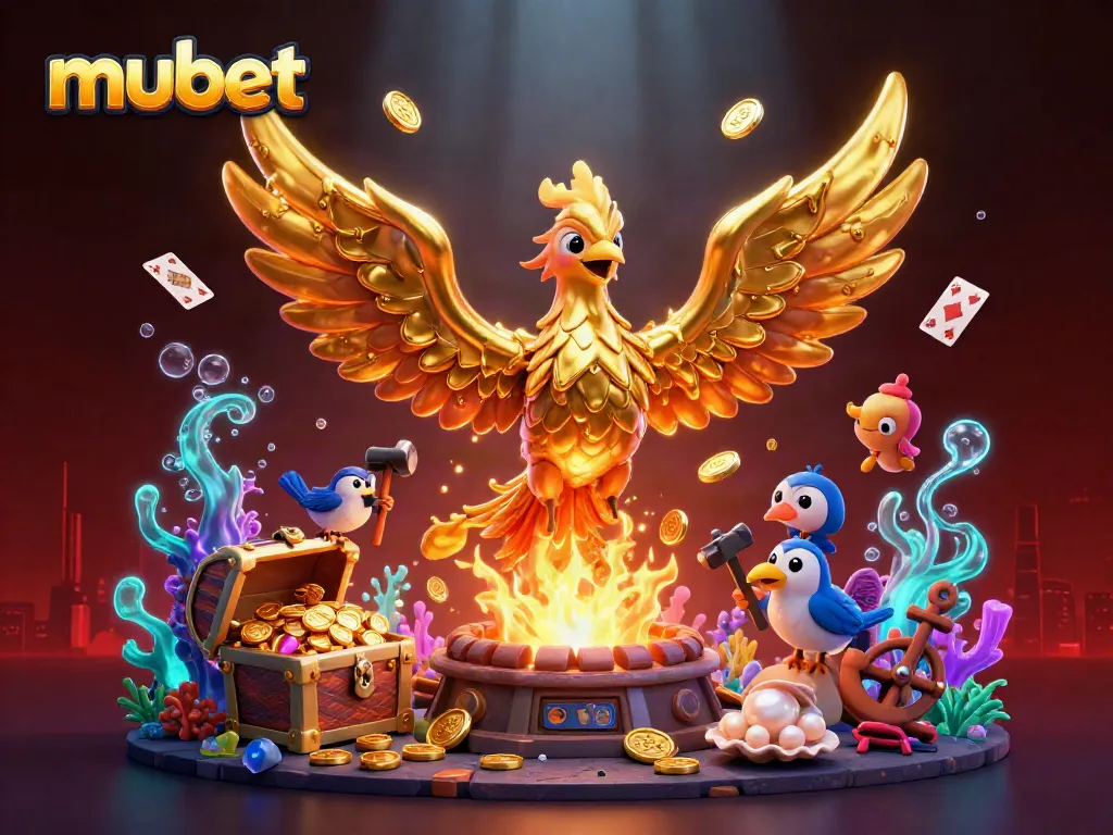 Experience big wins with mubet in this vibrant casino-inspired 3D illustration.
