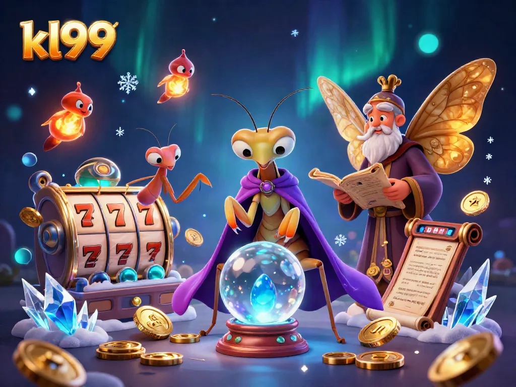 Spin the reels at KL99 with dynamic casino elements and a mystical scene.