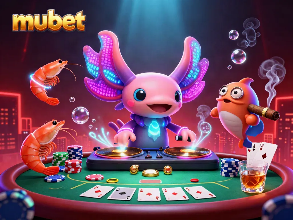Engage with the vibrant world of gambling through mubet, featuring an axolotl DJ and animated creatures!